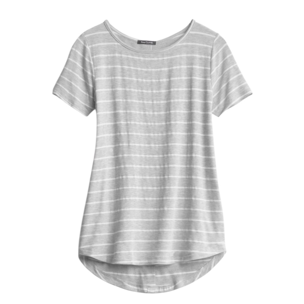 Stitch Fix Pink Clover button back gray knit tee size small